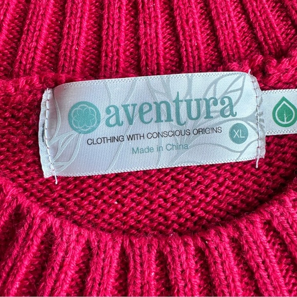 Aventura Women's Vibrant Red Sweater with EMBROIDERED Floral Design - Picture 4 of 7